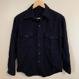 Navy Blue Vintage Shirt Shacket 100% Wool
